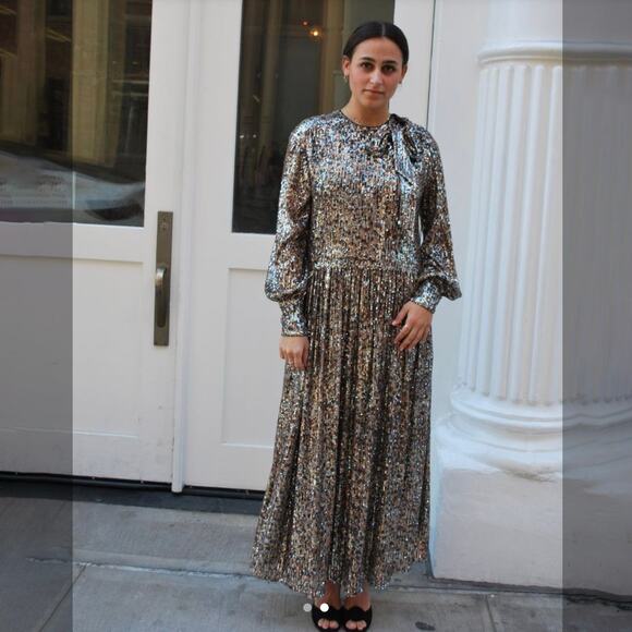 NWT Jonathan Simkhai Casey Speckle Sequins Midi Dress, Sz 6 - Picture 2 of 9